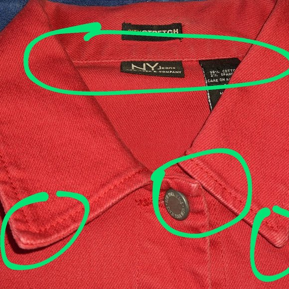 Y2K Red Denim Jacket by NY Jeans. - Picture 4 of 5